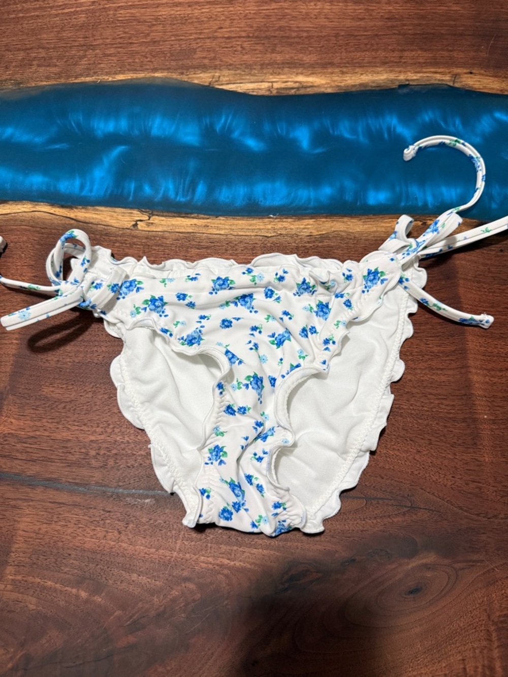 wild fable White Bikini Bottom with Blue Floral Print